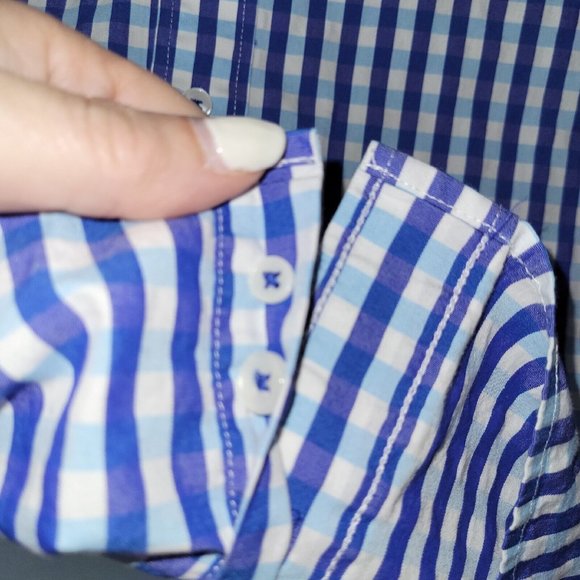 Nick Graham Men Shirt 2XL/XXL Long Sleeve Button-Down Gingham Stretch Modern Fit - Picture 5 of 11